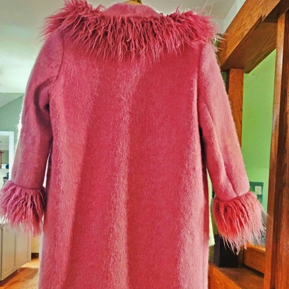 Pink Penny Lane Coat from Nasty Gal! Faux Shearling Fur Trim Wool. NWT 0 Petite - Picture 7 of 12